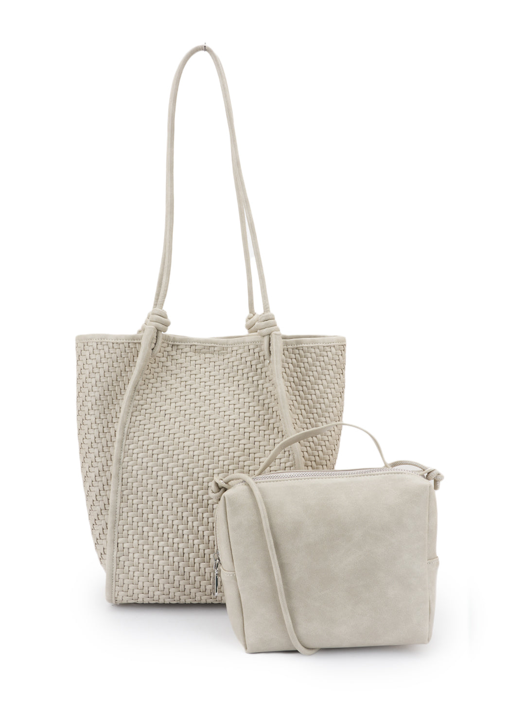 The Woven Tote - Pebble Beige image